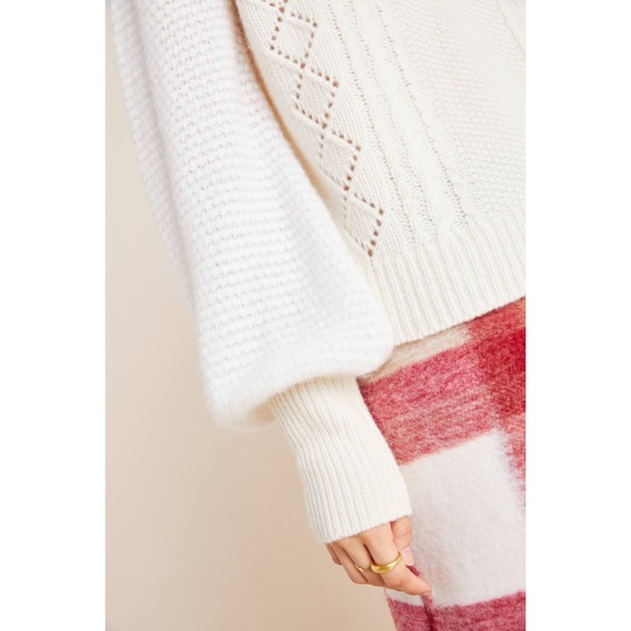 Anthropologie Elizabeth Pointelle Wool Sweater - Picture 6 of 7